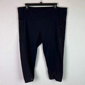 Athleta Black Leggings 1X Cropped Mosiac Chaturanga Athletic Pants Mesh Leg